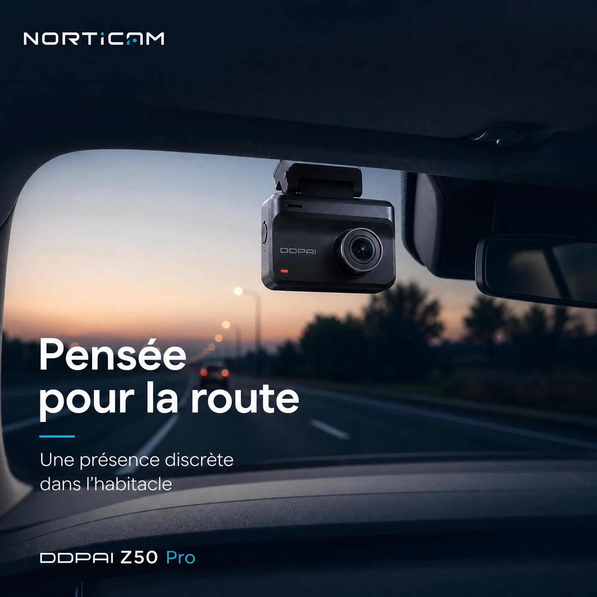 DDPAI Z50 Pro installée discrètement dans un habitacle automobile