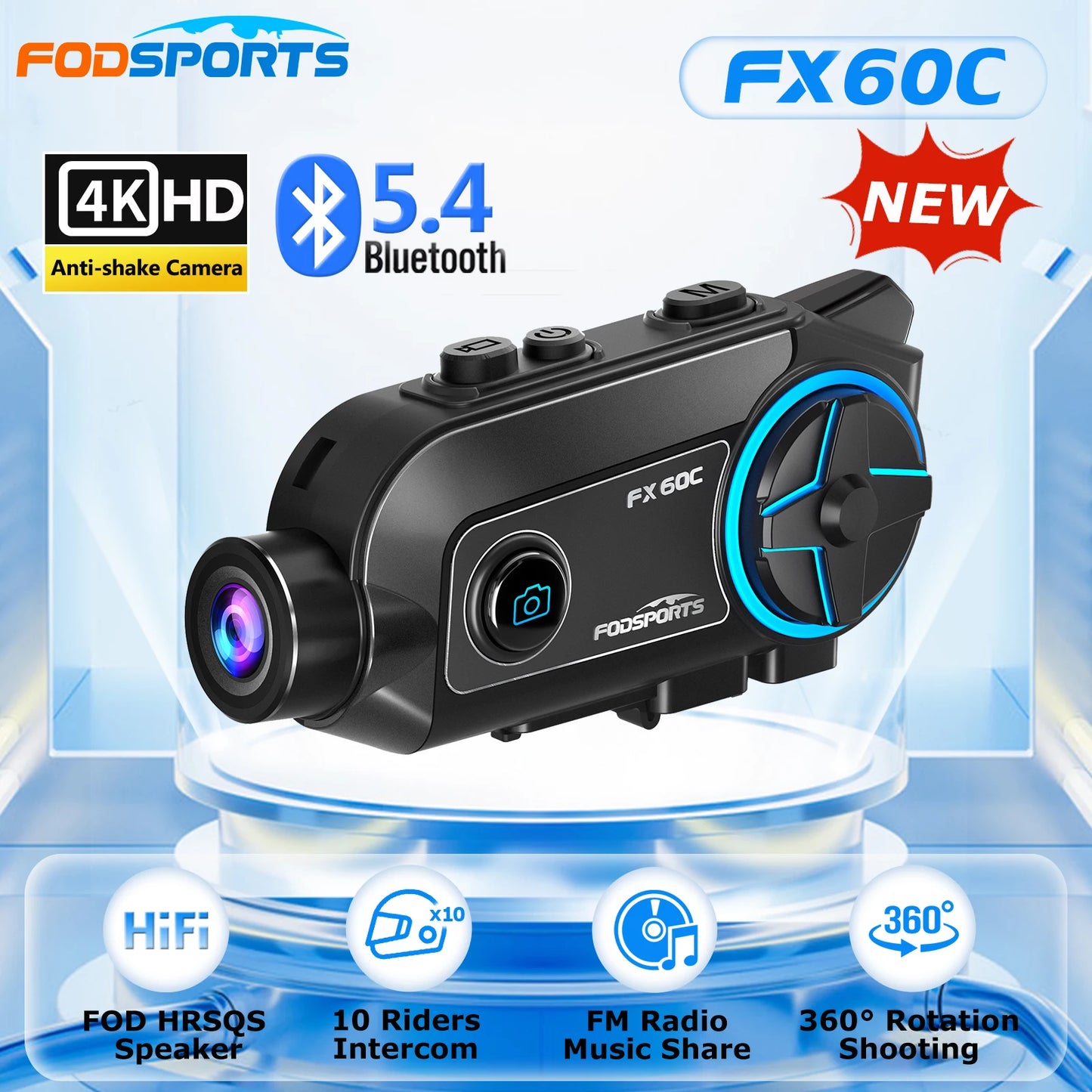 Caméra casque moto 4K — Fodsports FX60C