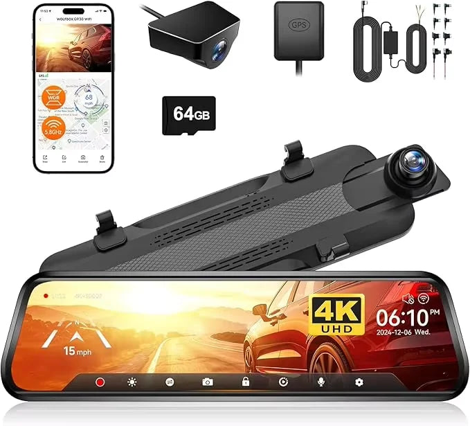 Dashcam rétroviseur sans fil 4K — WOLFBOX G930
