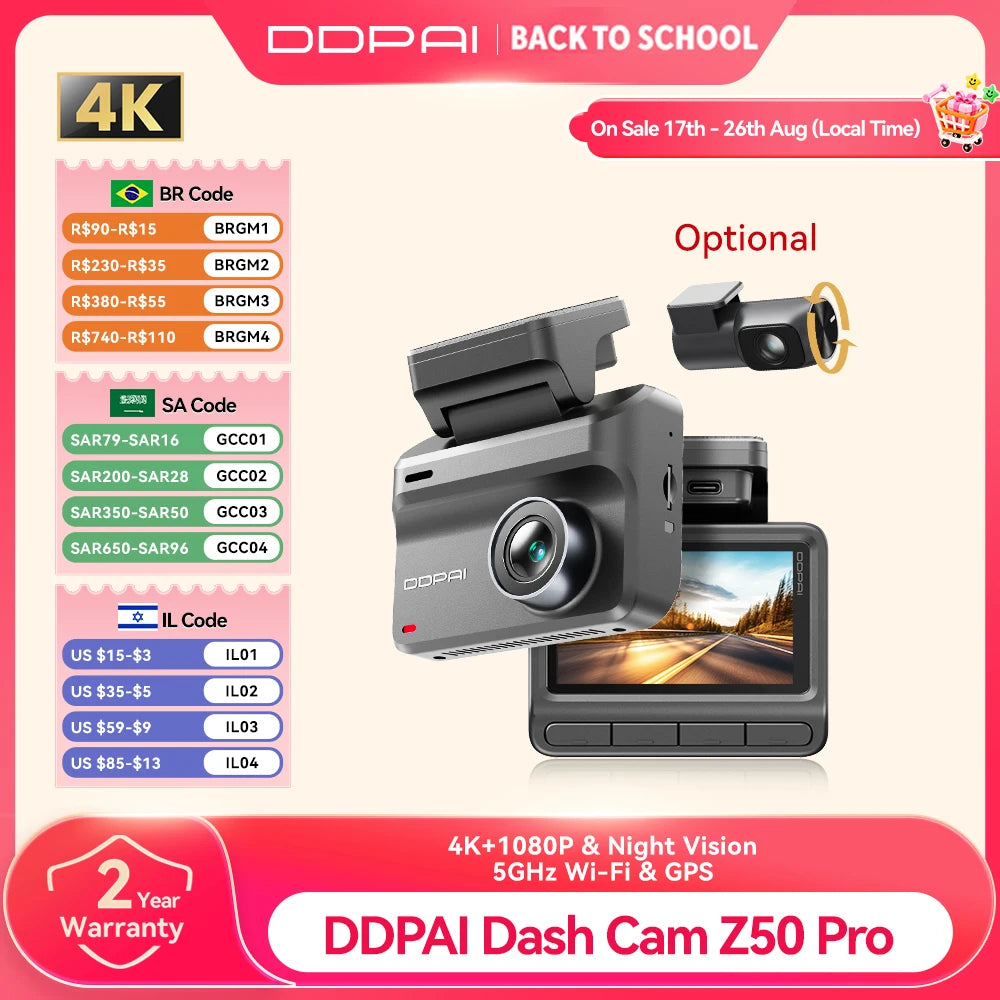Dashcam Wi-Fi 5 GHz 4K – DDPAI Z50 Pro