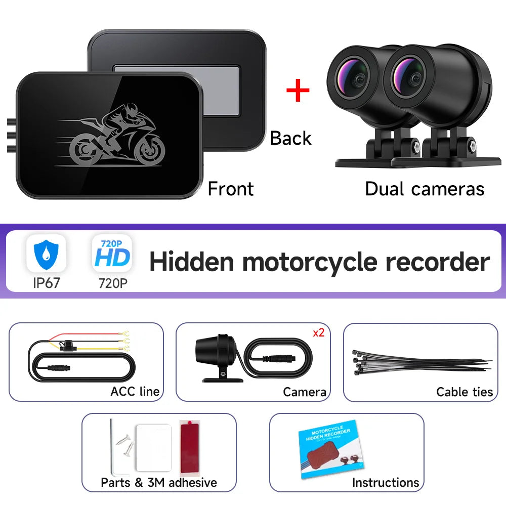Dashcam moto double caméra — JIUYIN 1080p