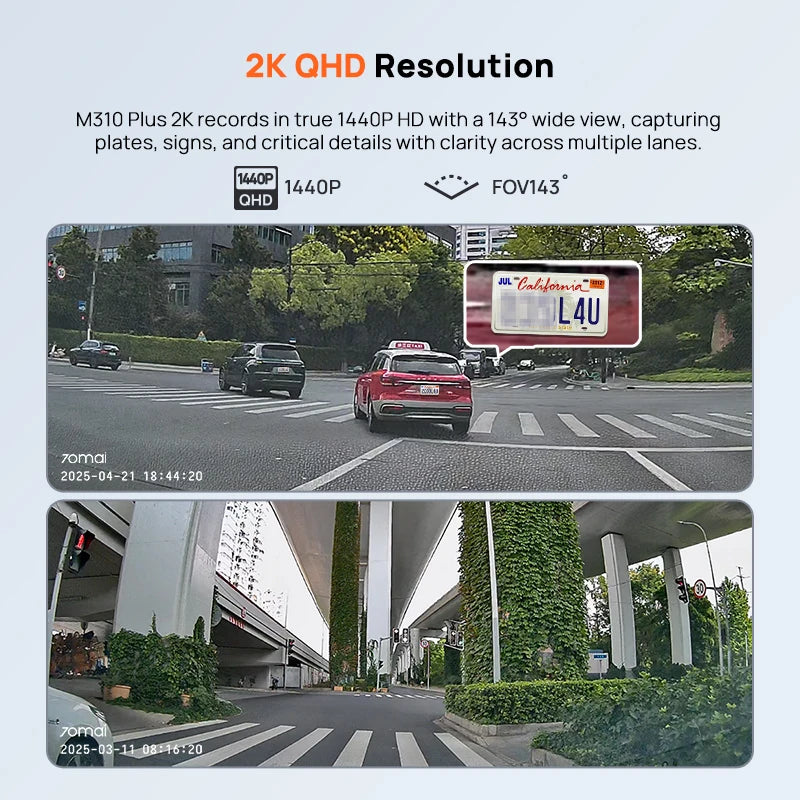 Dashcam voiture discrète 2K — 70mai M310 Plus