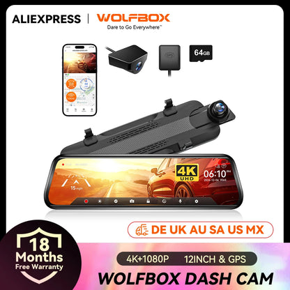 Dashcam rétroviseur sans fil 4K — WOLFBOX G930