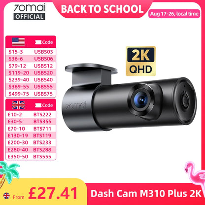Dashcam voiture discrète 2K — 70mai M310 Plus