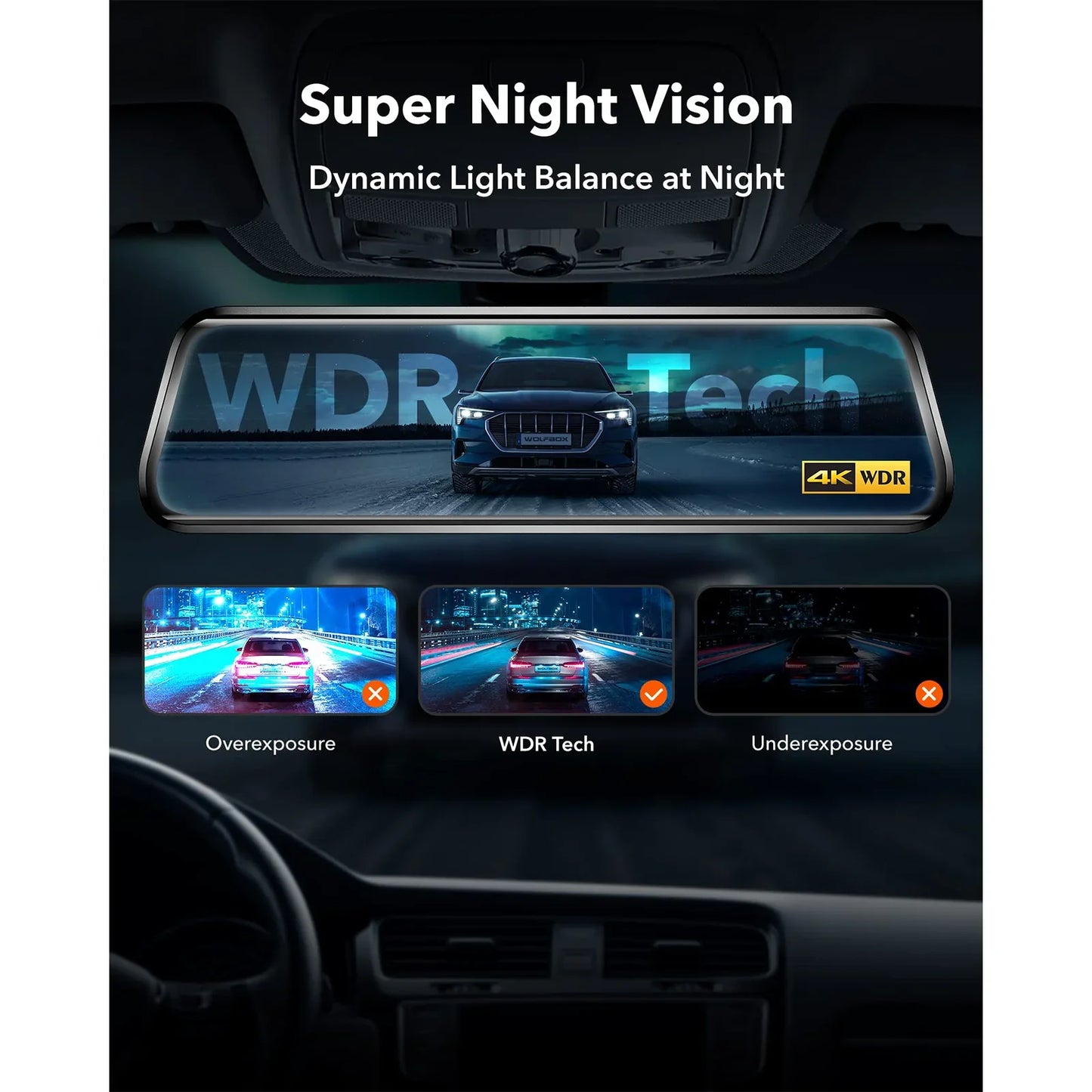 Dashcam rétroviseur sans fil 4K — WOLFBOX G930