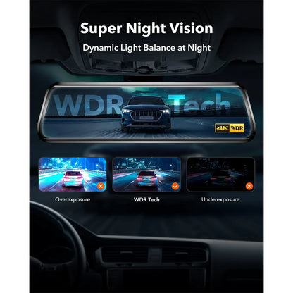 Dashcam rétroviseur sans fil 4K — WOLFBOX G930