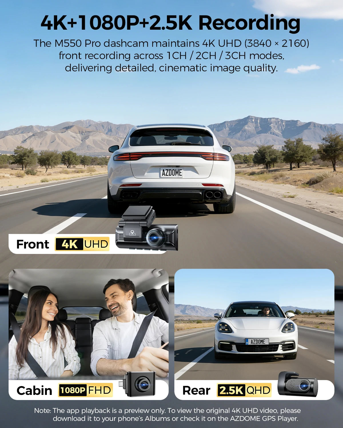 Dashcam voiture vision nocturne 4K — AZDOME M550 Pro