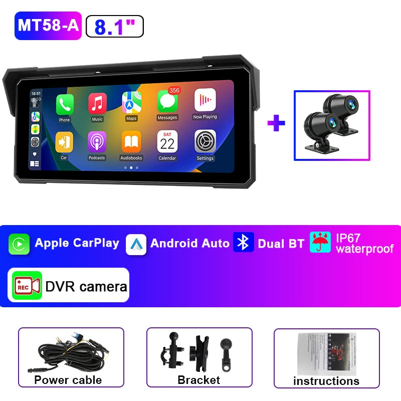 Dashcam moto 4K — Jansite 8,1 pouces