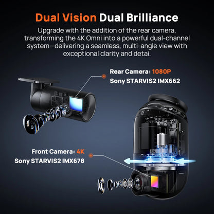 Dashcam voiture 360° 4K — 70mai X800 Omni