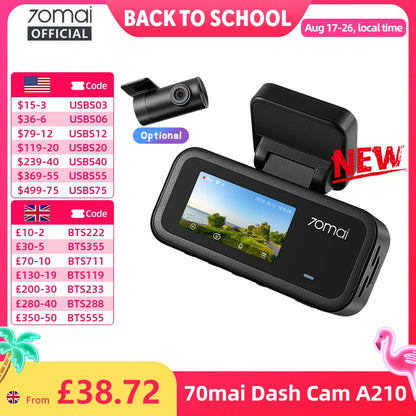 Dashcam voiture compacte HDR — 70mai A210