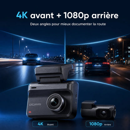 DDPAI Z50 Pro dashcam 4K avant et 1080p arrière