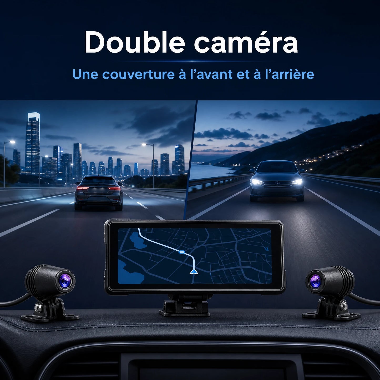 JMCQ DVR dashcam double caméra avant et arrière