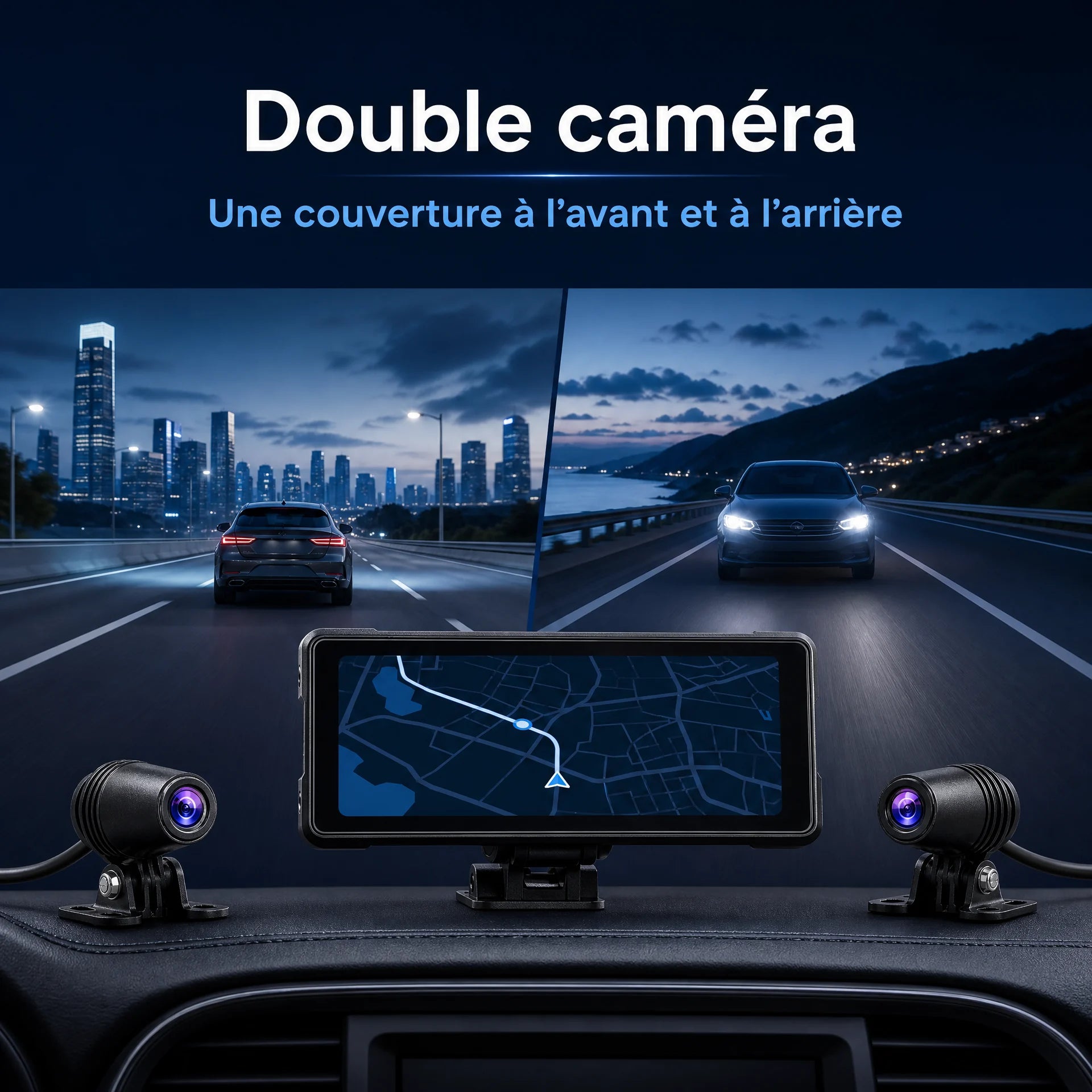 JMCQ DVR dashcam double caméra avant et arrière
