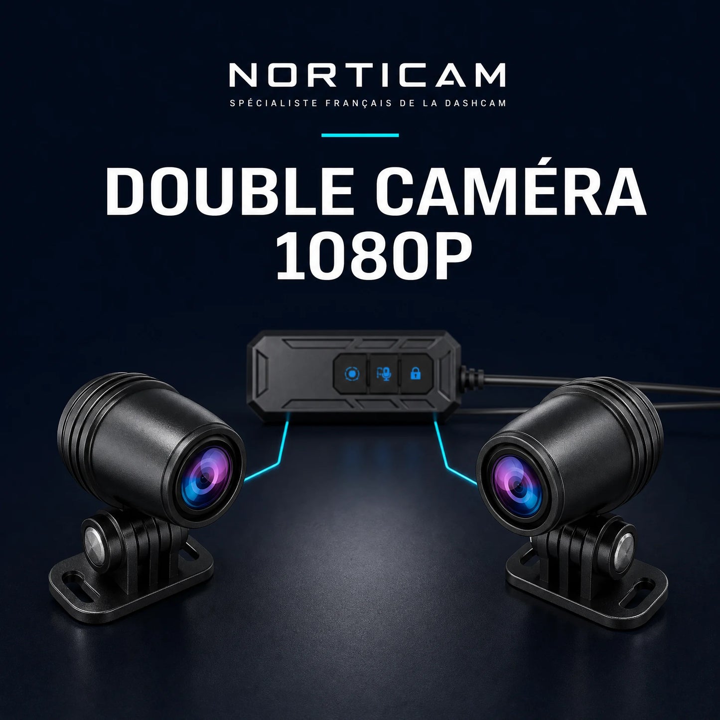 Kocam DVR dashcam moto double caméra avant et arrière 1080p
