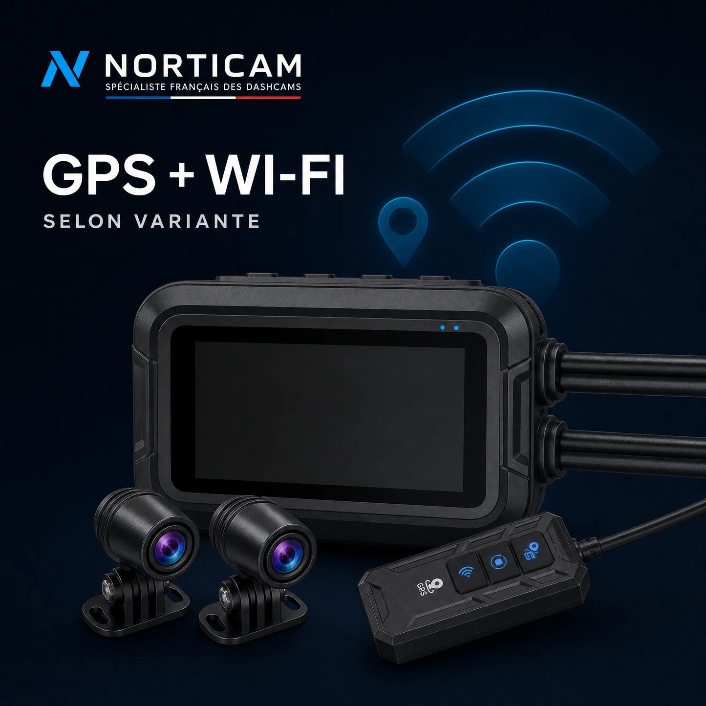 Kocam DVR dashcam moto Wi-Fi et GPS selon la variante